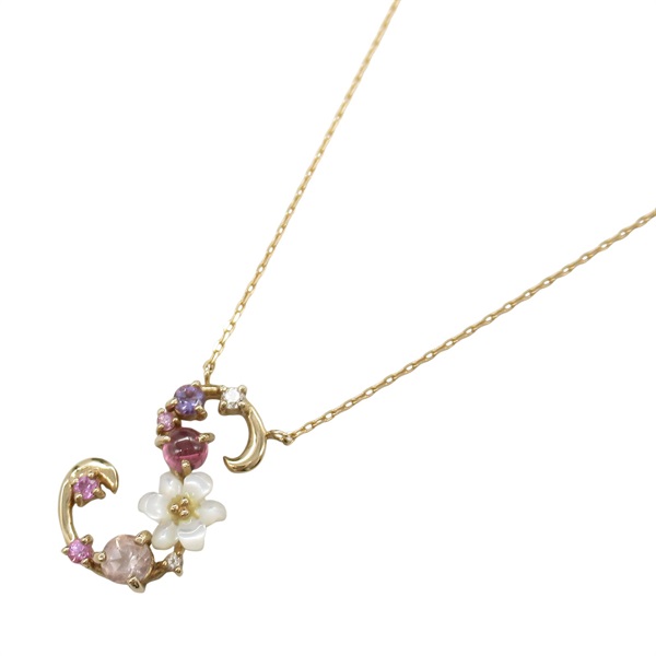 Samantha Tiara Colored stone Necklace pendant 18KRG Gold Used women 36.5-39.5㎝