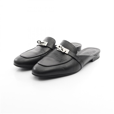 HERMES Mules Oz Kelly Buckle Sandals size Chevre Chevre Black Used Women 38 1/2