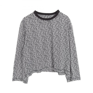 HERMES Naoussa Chaine Print T-shirt 4E4649DB cotton Black White Used Women #42