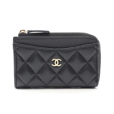 CHANEL Matelasse coin purse card holder AP3179 Calfskin Black GHW Used Women CC