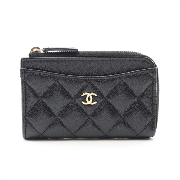 CHANEL Matelasse coin purse card holder AP3179 Calfskin Black GHW Used Women CC