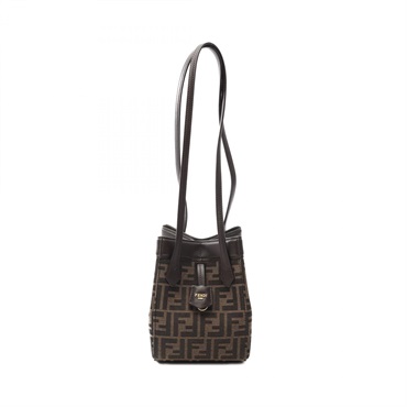 FENDI ORIGAMI MINI Shoulder Bag 8BS083 canvas leather Brown khaki Used Women