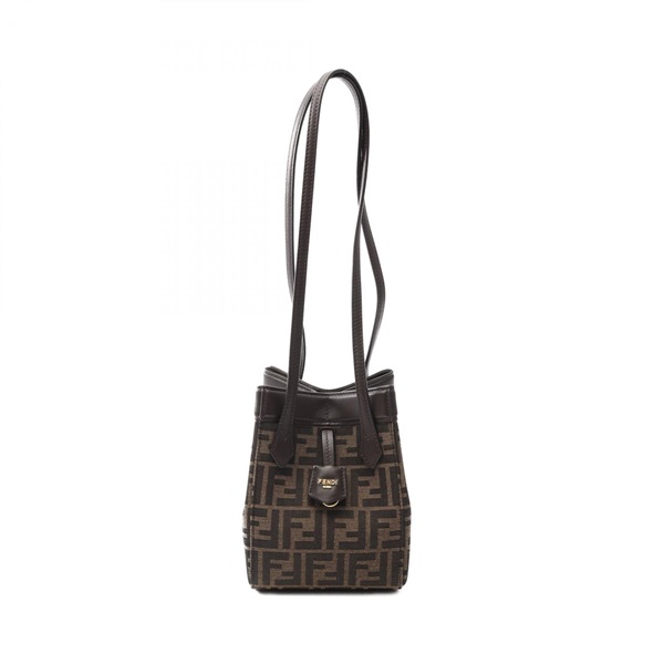 FENDI ORIGAMI MINI Shoulder Bag 8BS083 canvas leather Brown khaki Used Women