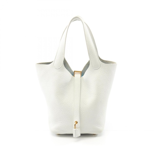 HERMES Picotin Lock PM Tote Handbag Clemence leather White Used Women D GHW