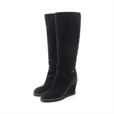 CHANEL COCO Mark boots G31259 Suede Black Used Women #36C
