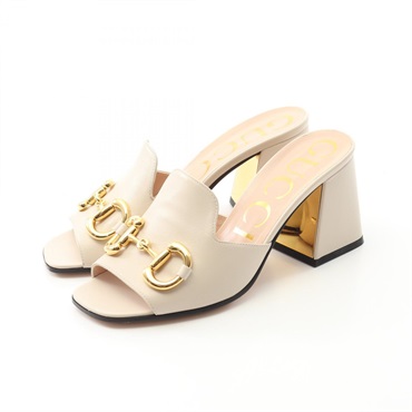 GUCCI Horsebit Sandals Mules 655412 Leather Beige #35.5 Used Women