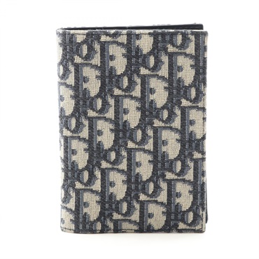 Christian Dior Oblique Notebook Cover Canvas Beige Navy Used Women