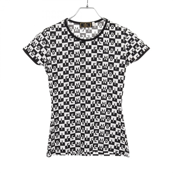 FENDI T-shirt short sleeve tops polyester Black White Used Women #40