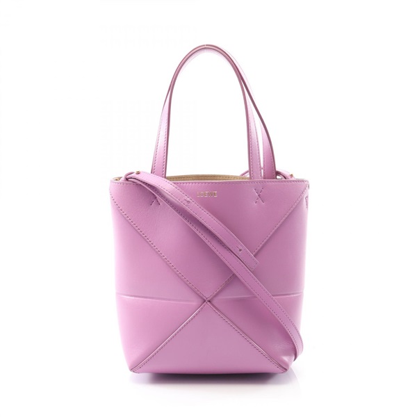 LOEWE Puzzlefold Mini crossbody shoulder tote Handbag leather Purple Used Women