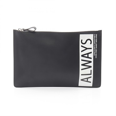 Valentino ALWAYS business clutch bag pouch leather Black White Used mens logo