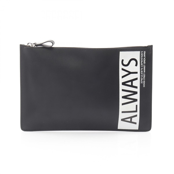 Valentino ALWAYS business clutch bag pouch leather Black White Used mens logo