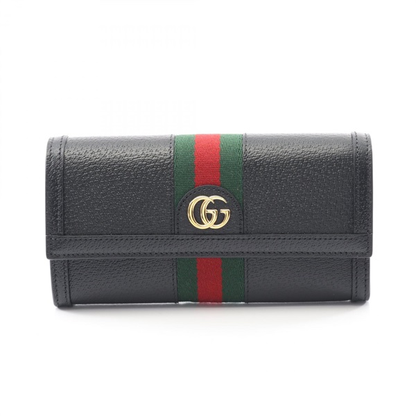 GUCCI Ophidia Web Stripe Bifold Purse 719886 leather Black Green Red Used Women