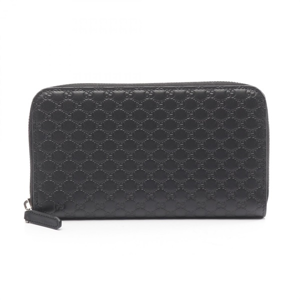 GUCCI Micro Guccisima Around long Wallet 544473 leather Black Used Unisex
