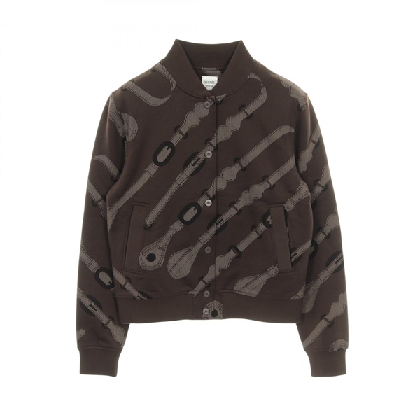 HERMES Sweatshirt Blouson jacket coat cotton Brown Used Women #36