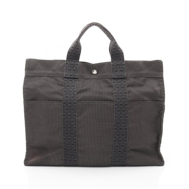 HERMES Herline MM Tote hand Bag Nylon canvas Gray Used SHW