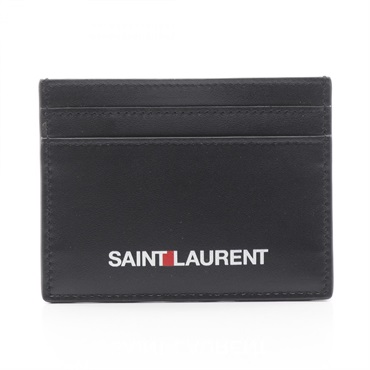 SAINT LAURENT PARIS Card Case holder 375946 leather Black Used unisex logo
