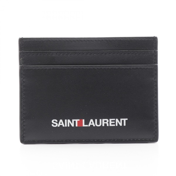 SAINT LAURENT PARIS Card Case holder 375946 leather Black Used unisex logo