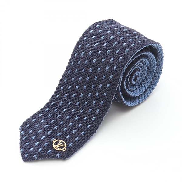 LOUIS VUITTON Tie MP2893 silk Navy Blue Used mens LV