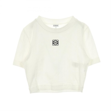 LOEWE Anagram Embroidery Cropped T-shirt cotton White #M Used Women