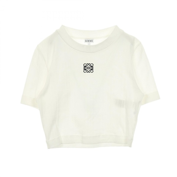 LOEWE Anagram Embroidery Cropped T-shirt cotton White #M Used Women