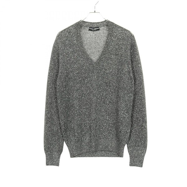 DOLCE & GABBANA Knitwear sweater tops Acetate Nylon Gray Silver Used mens #52