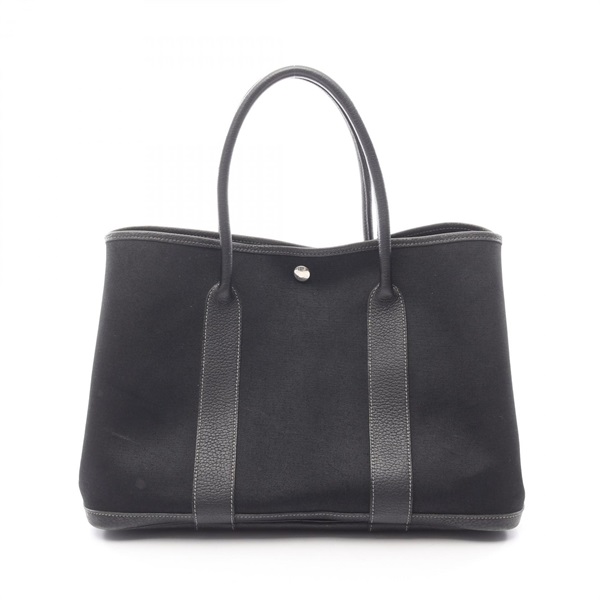 HERMES Garden party PM Tote Bag T Negonda leather Toile officier Black Used SHW