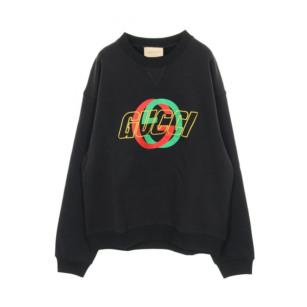 GUCCI Interlocking G sweatshirt long sleeve tops cotton Black Used mens size L