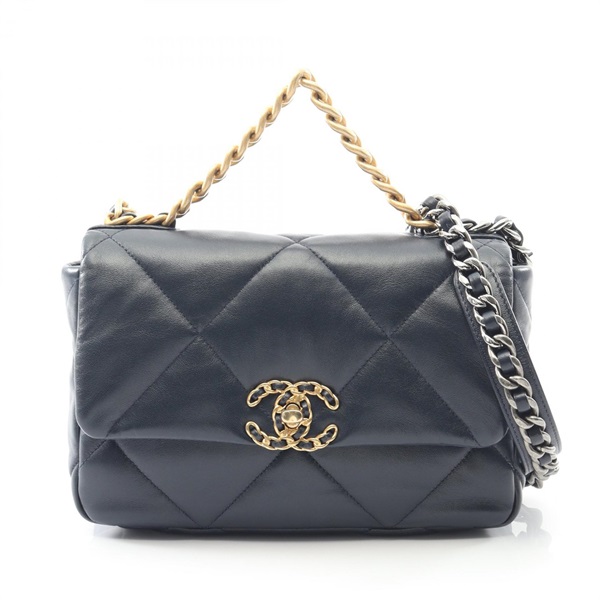 CHANEL 19 dix-neuf Matelasse Chain Crossbody Shoulder Bag AS1160 leather Navy CC