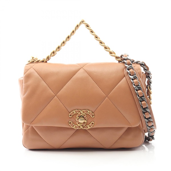 CHANEL 19 dix-neuf Matelasse Chain Crossbody Shoulder Bag AS1160 leather Beige