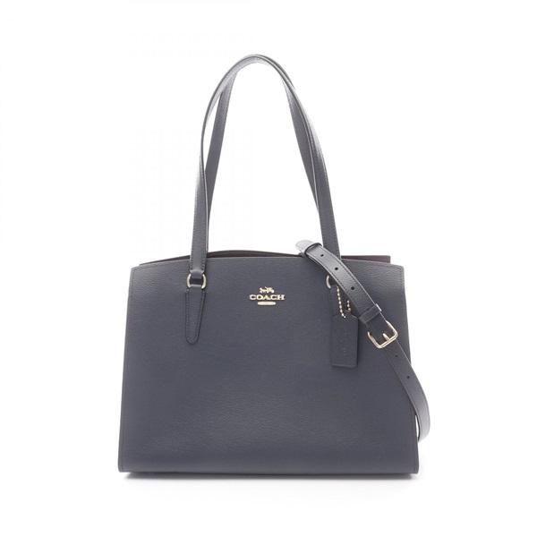 COACH Tatam Carryall Crossbody Shoulder Tote Bag C4078 leather Navy Used Women