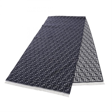 FENDI Zucca Scarf wool Navy White Used mens 186cm