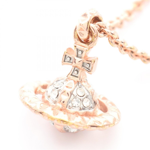 Vivienne Westwood Orb Pendant Necklace Gold Plated Rhinestone Used 42~45.5cm