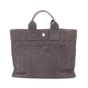 HERMES Herline PM Hand Tote Bag Nylon canvas Gray Used Women SHW