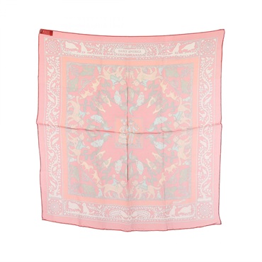 HERMES Petit Carre 45 Scarf silk Red Multicolor Used Women