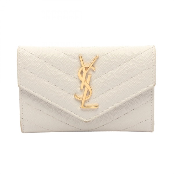 SAINT LAURENT PARIS Monogram Envelope Bifold Wallet Purse 414404 leather Used
