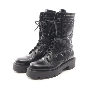 Christian Dior D-UNIT Cannage boots leather Black #38 Used Women