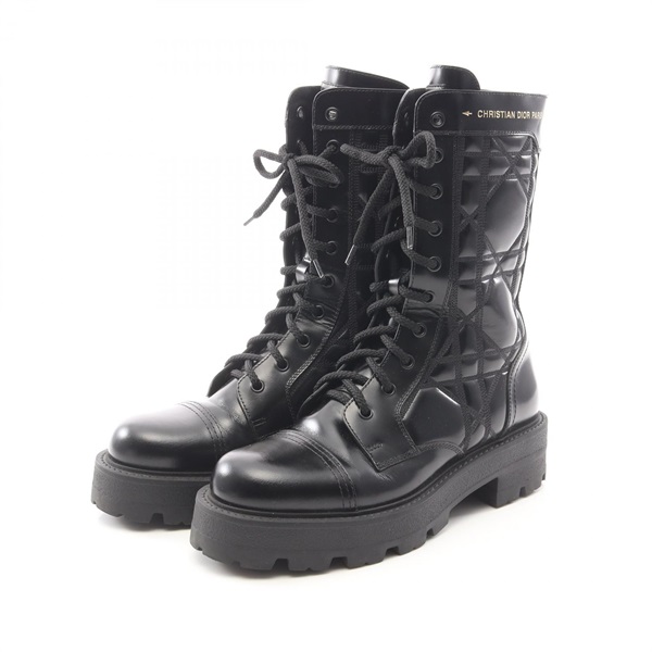 Christian Dior D-UNIT Cannage boots leather Black #38 Used Women