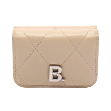 BALENCIAGA Touch Mini Tri-fold wallet leather Beige Used Women
