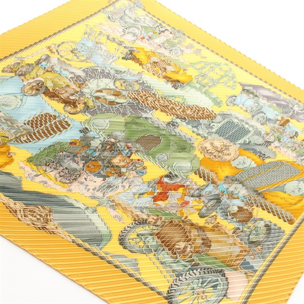 HERMES Carreprisé automobile Scarf Silk Yellow Multicolor Used Women