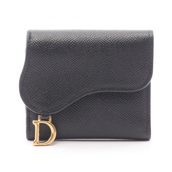 Christian Dior Saddle Lotus Tri-fold wallet S5652CCEH_M900 leather Black Used