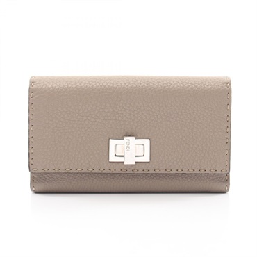 FENDI Peekaboo Selleria Bifold Wallet Purse 8M0308 leather Beige SHW Used Women