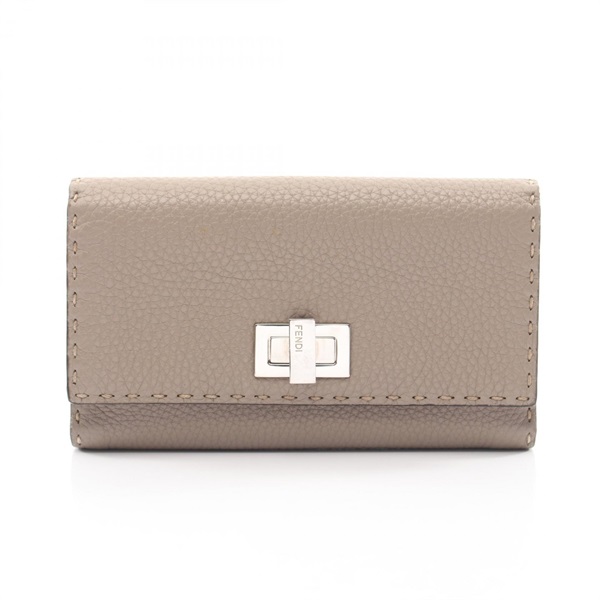 FENDI Peekaboo Selleria Bifold Wallet Purse 8M0308 leather Beige SHW Used Women