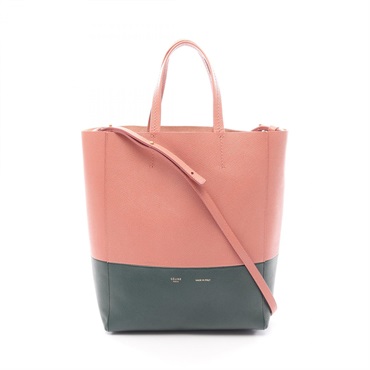 CELINE Vertical Small Cabas 2WAY Tote Bag 189813 leather Pink Green Used Women