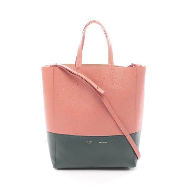 CELINE Vertical Small Cabas 2WAY Tote Bag 189813 leather Pink Green Used Women