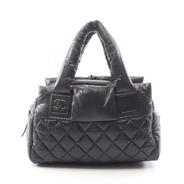 CHANEL Cococoon Handbag A48619 Nylon leather Black SHW Used Women