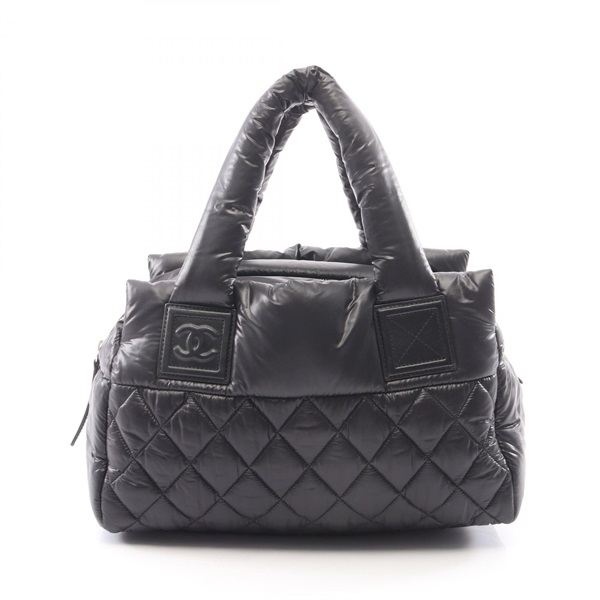 CHANEL Cococoon Handbag A48619 Nylon leather Black SHW Used Women