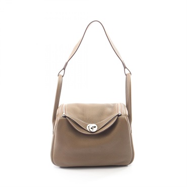 HERMES Lindy 26 Shoulder Handbag Clemence leather Gray Etoupe SHW Used Women Z