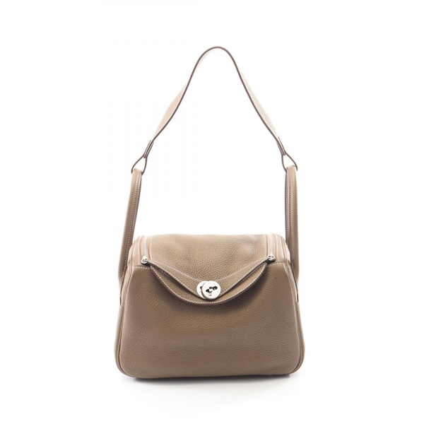 HERMES Lindy 26 Shoulder Handbag Clemence leather Gray Etoupe SHW Used Women Z