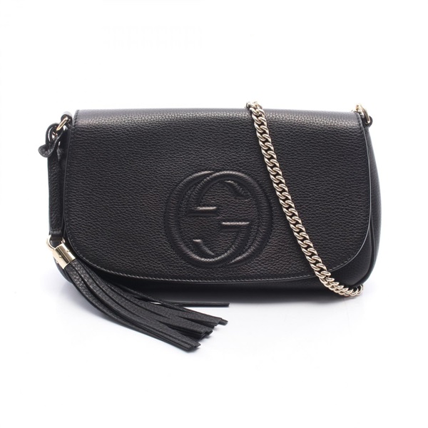 GUCCI Soho Chain Crossbody Shoulder Bag 336752 leather Black Used Women