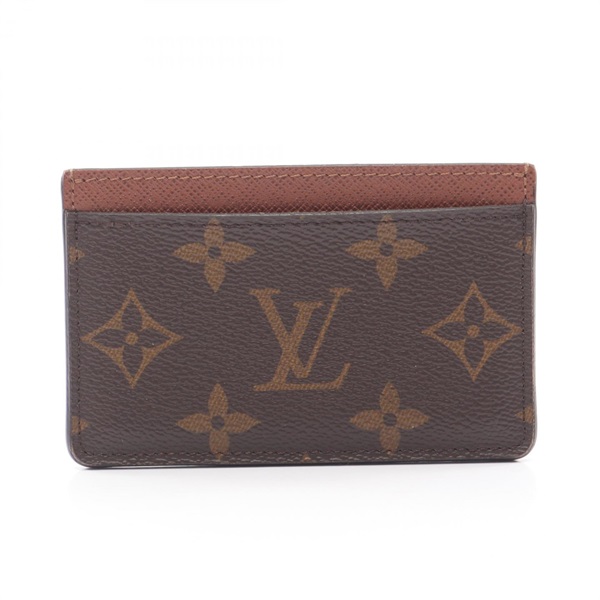 LOUIS VUITTON Porte Cartes Simple Card Case M61733 Monogram leather brown used